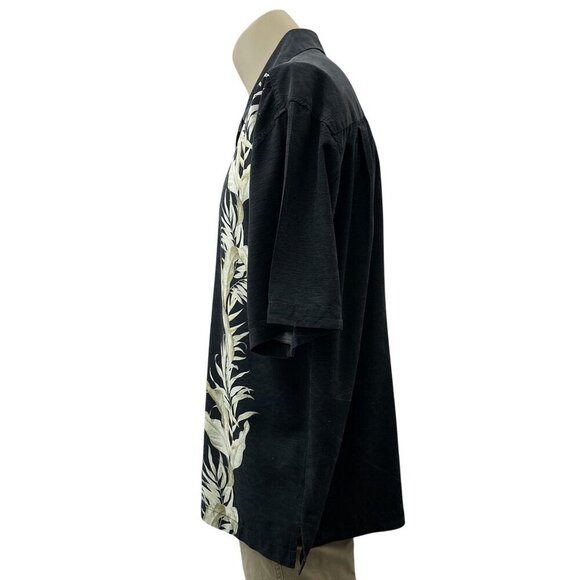 Vintage Jamaica Jaxx Silk Aloha Island Button-Up Shirt Short Sleeve Black Mens L - Picture 10 of 10